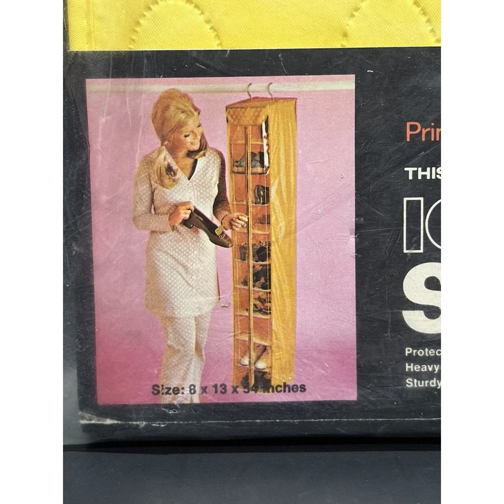 Vintage Princess House Sun Yellow Shoe Shelf Bag NOS 1970's Hanging Closet Retro
